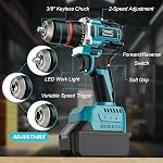 Cordless de perceuse électrique pour batterie Makita, kit de perle électrique sans brosse de 1/2 po,440 En lbs(50N.m) Électrique 18V Outil de pilote de forage,20 Mode de vitesse variable de position pour la maison,Jardin (pas de batterie)
