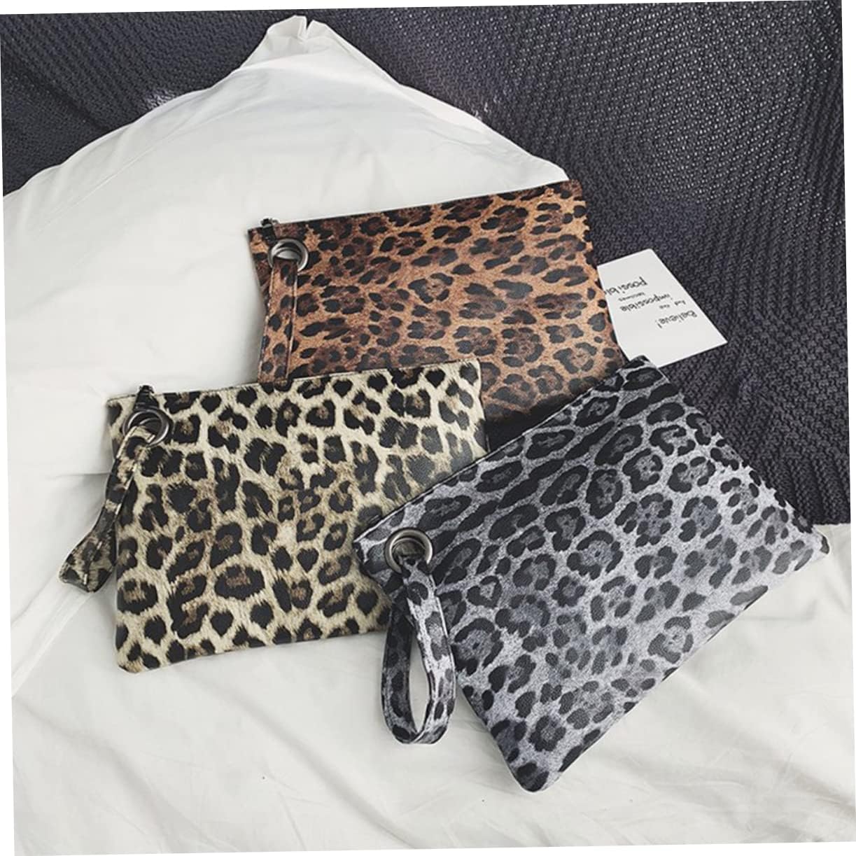 VALICLUD Trendy Bags for Women Leopard Wallet Trendy Handbags Hot Handbag Clutch Purse Leopard Grain Bag Envelope Bag Lady Bags Clutch Bag Brown Fashion Wristband Trendy Purse Leopard Bag