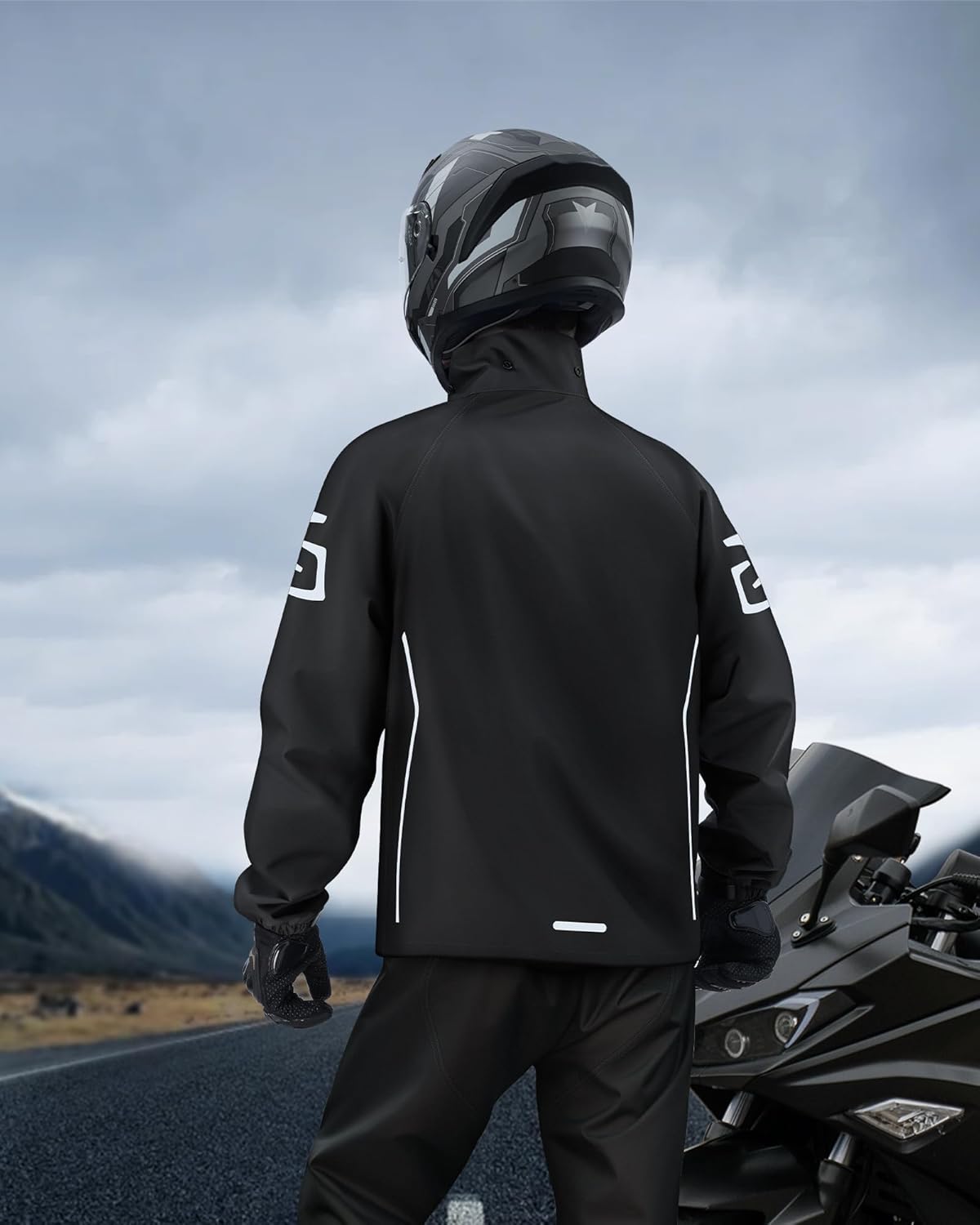 Rain Suits for Men Waterproof Women Rain Jacket Black Packable Lightweight Breathable Hooded Rain Gear - Image 5