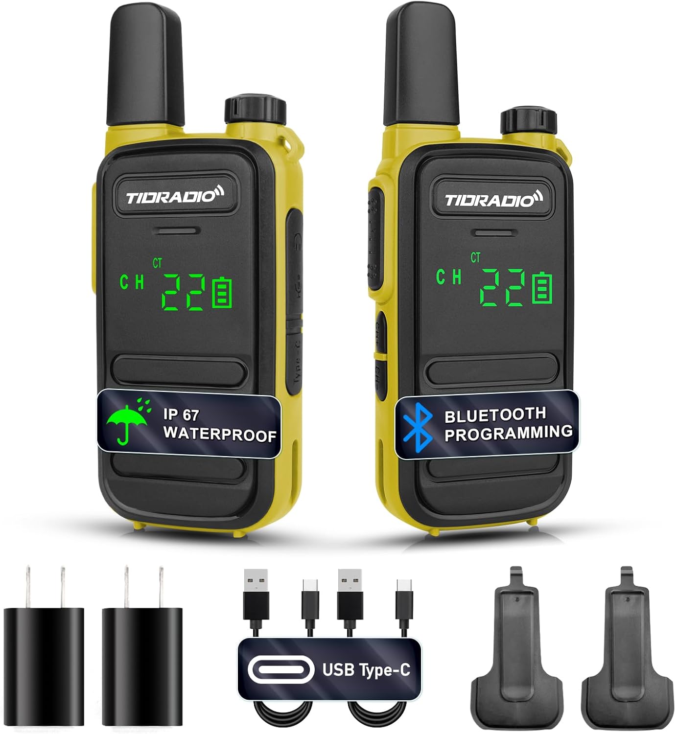 TIDRADIO TD-M11 Walkie Talkies with IP67 Waterproofing (2 Pack)