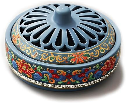 Ceramic Incense Burner, 100% Handmade Incense Burner, 6.1inch Hand-Painted Chinese Ceramic Censer for Meditation, Zen Decor, Yoga & Spiritual Gifts | Antique Home Altar Artifact.
