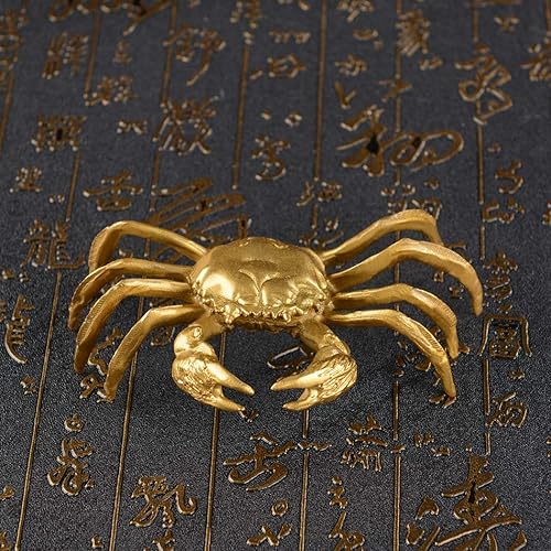 Miniatura 5 de Oro latón lindo cangrejo estatua hogar escritorio decoración colección regalo ZD132