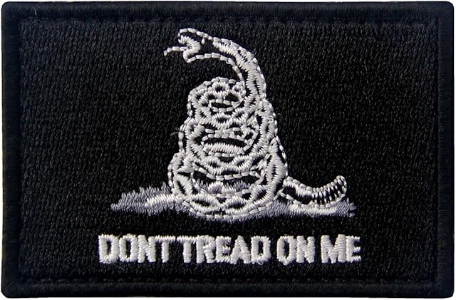 Don't Tread On Me Tactical Embroidered Morale Applique Fastener Hook&Loop Patch - White & Black