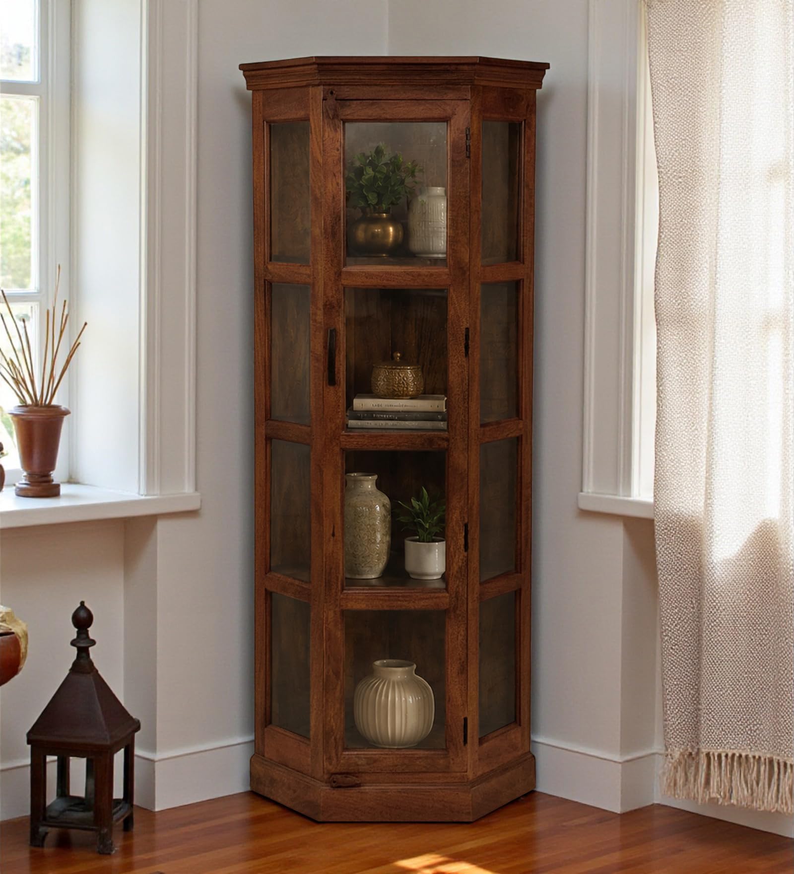 The Attic INES Multipurpose Cabinet for Kitchen, Bedroom, Living Room, Study, Bar - Solid Mango Wood Bookshelf With Honey Finish-picture-34