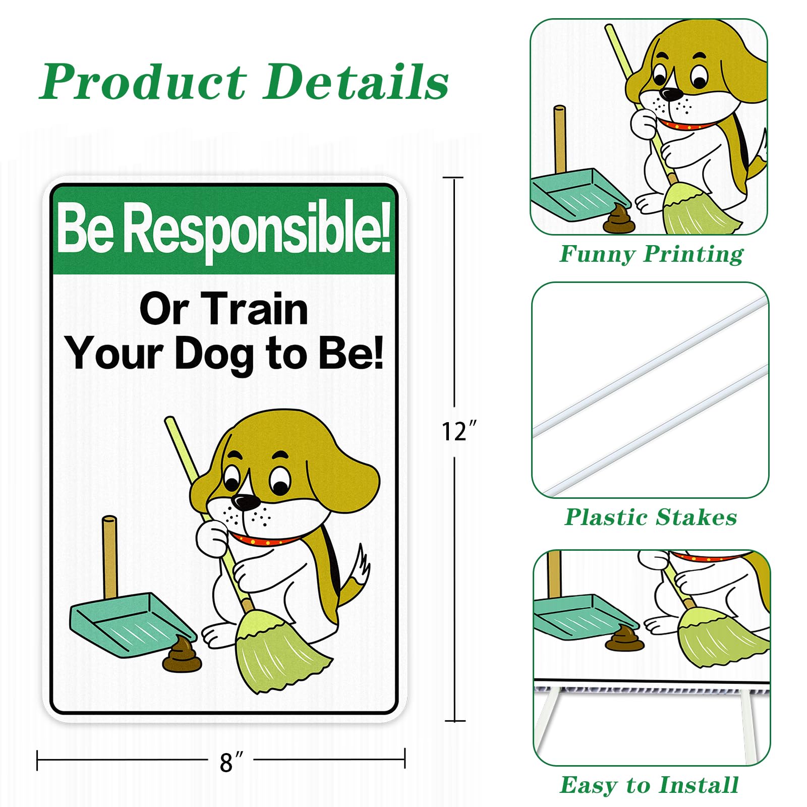 3er Set Schilder „No Poop And Pee Zone“ – Doppelseitig, Hunde-Verbotsschilder Für Garten & Rasen