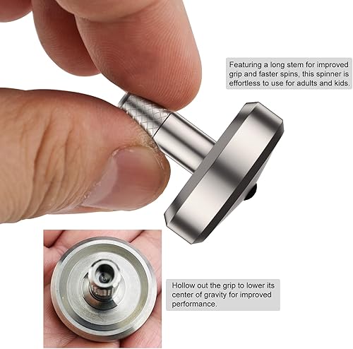 Miniatura 4 de DjuiinoStar Parte superior giratoria de titanio de alta calidad tallo alargado, fácil de girar, rendimiento decente (4-7 minutos), mecanizado CNC,