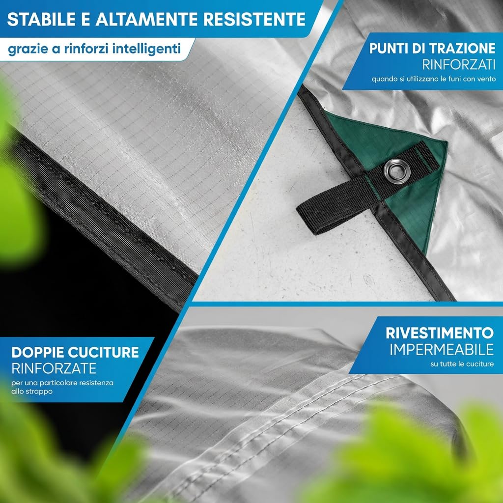NORDMUT® Tarp 3x3/4m Impermeabile – Protezione Ottimale da Pioggia e Sole – Telo Robusto con Occhielli, Compatto – Ultralight per Campeggio & Escursionismo (Verde / 300 x 300 cm)