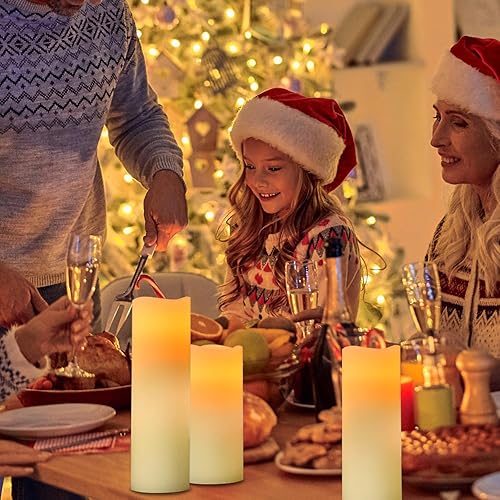 Miniatura 5 de Velas sin llama paquete de 3 velas LED parpadeantes H4 de 5 pulgadas 6 pulgadas D3.15 con pilar de cera real con control remoto de 10 teclas y