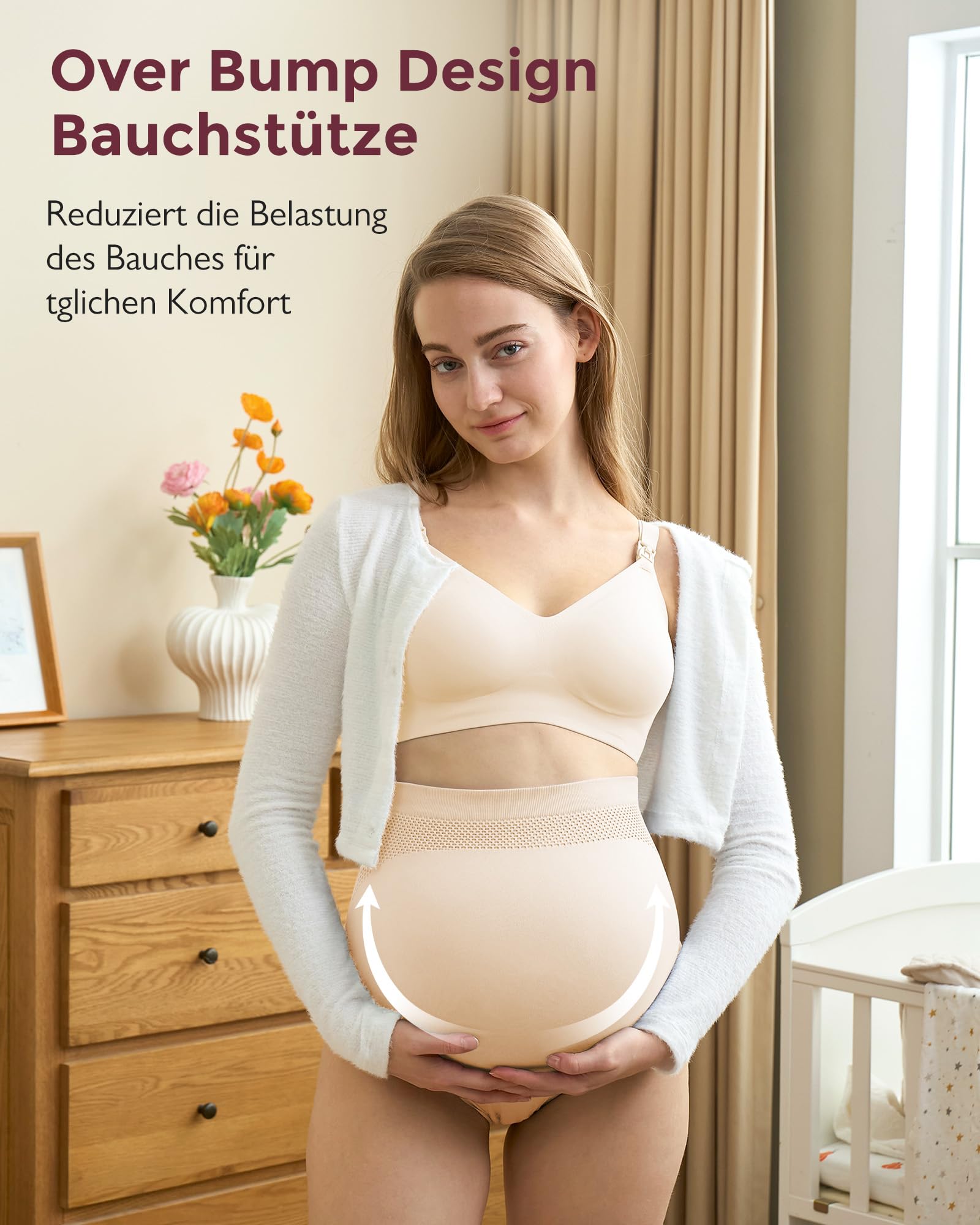 Momcozy Damen Umstandsunterwäsche mit hoher Taille, Weiche Nahtlose Schwangerschaftsunterwäsche, Über-Bauch-Schnitt