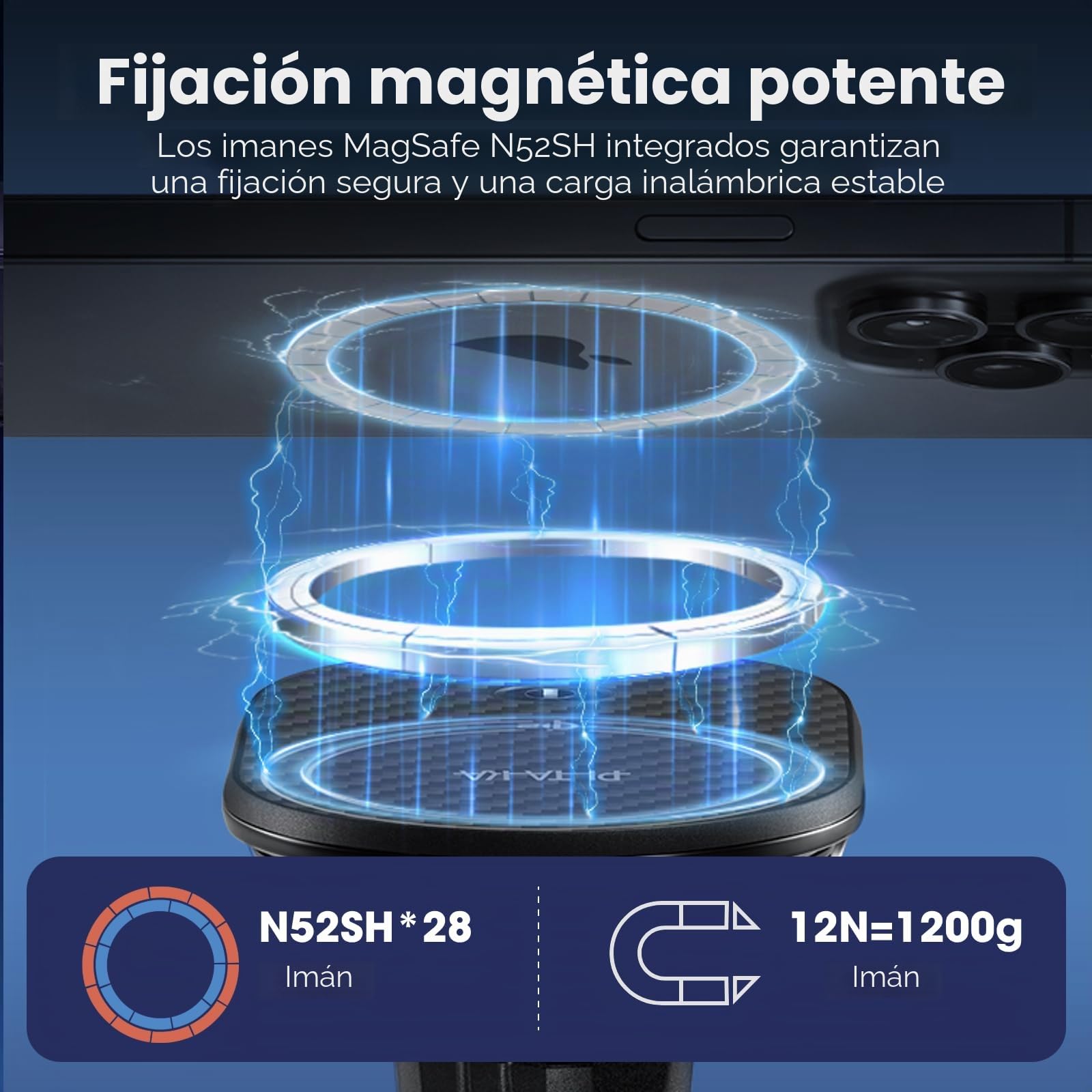 pitaka Cargador de coche Qi2 MagSafe con función NFC, rotación de 360° | Soporte magnético para teléfono de coche de 15 W, compatible con MagSafe y iPhone 17/16/15/14/13 Series, ventilación de aire