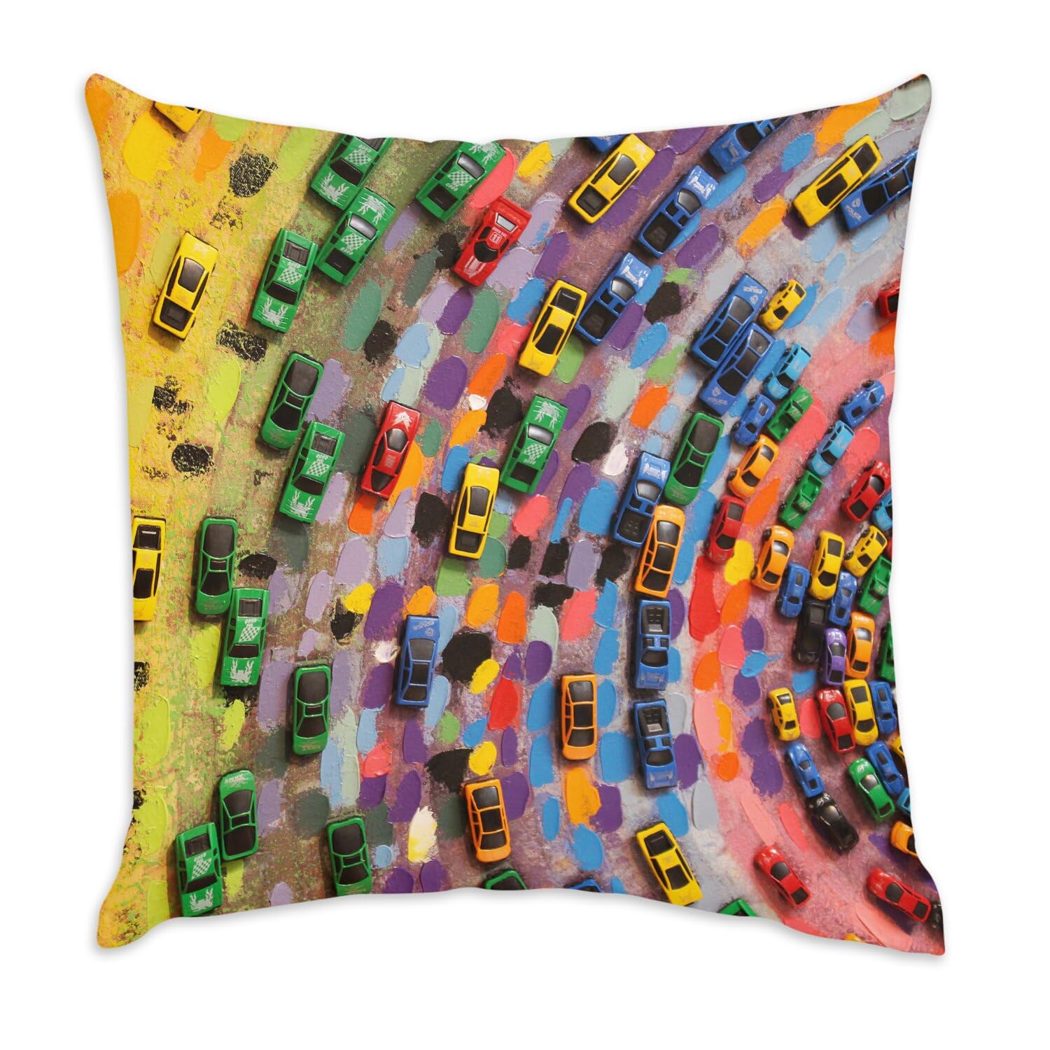 Coussin en velours blanc arc-en-ciel, une idée cadeau originale de 40x40 cm