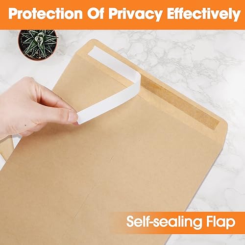 Miniatura 3 de 500 sobres de catálogo autosellados de 9 x 12 pulgadas sobres de papel kraft de papel a granel para tarjetas de invitación imágenes documentos