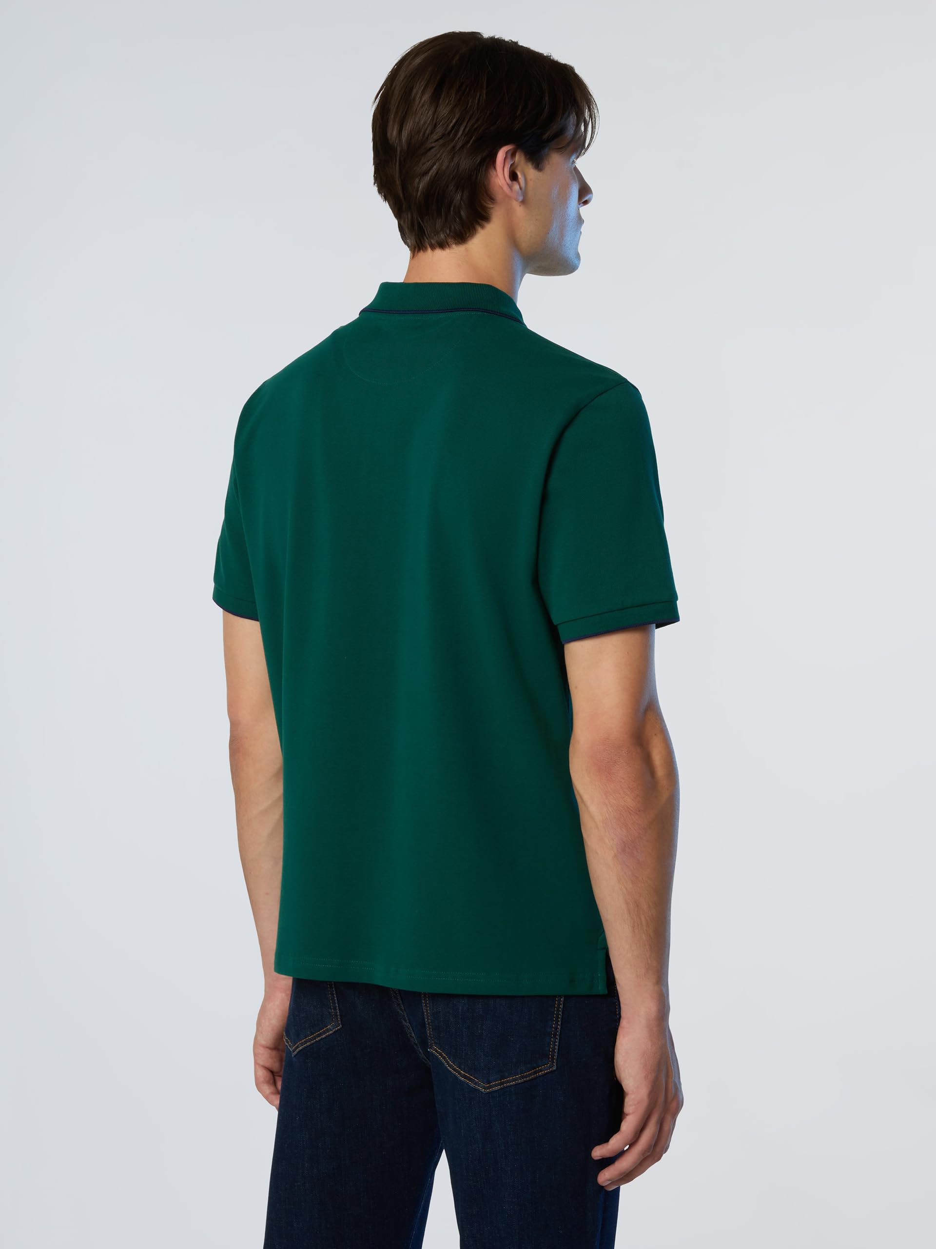 NORTH SAILS Polo Uomo in piqué di Cotone Organico con Dettagli a Contrasto