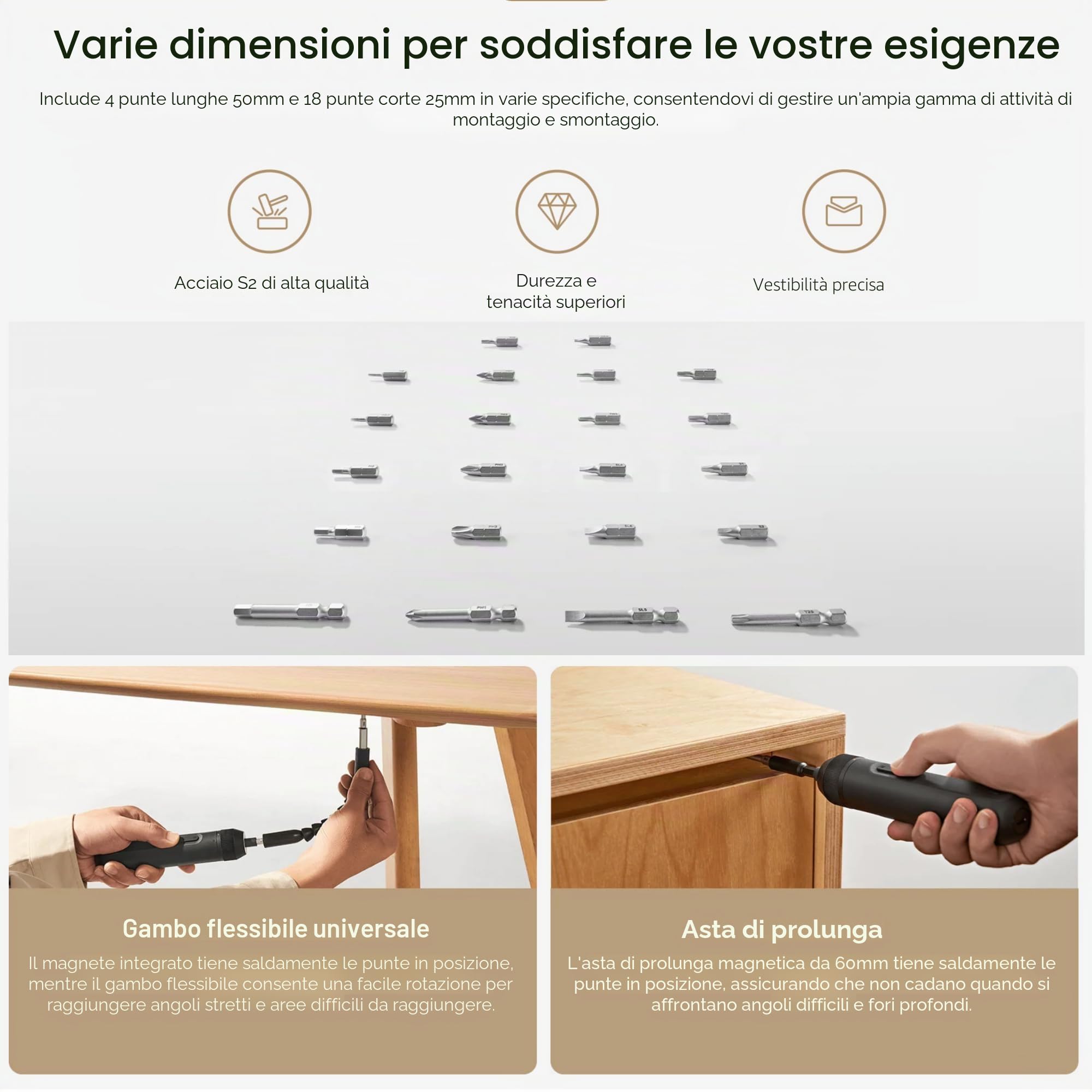 Xiaomi Mijia Set di strumenti Set di strumenti con cacciavite elettrico Set di cacciaviti strumenti per falegnameria casa montaggio mobili conveniente per il fai da te e il