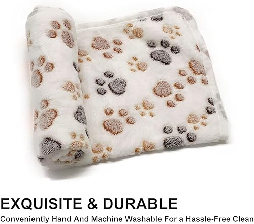 Miniatura 5 de 1 paquete de 3 mantas para cachorros, súper suaves y cálidas, manta con estampado de patas, manta de forro polar de alta calidad para mascotas,