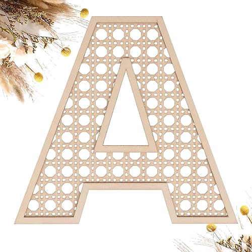 Letras de madera de ratán de 8 pulgadas, letras A de madera para decoración de pared, manualidades, decoración bohemia para baby shower, boda,