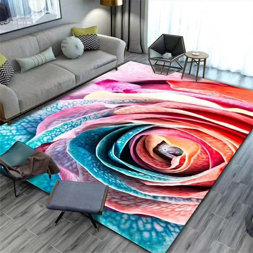 RUGMRZ Area Rug Kitchen Rugs Non Slip Gaming Carpet Reptile Carpets Abstract Geometry Modern Indoor Short Pile Anti Patio Outdoor Pink180X250Cm