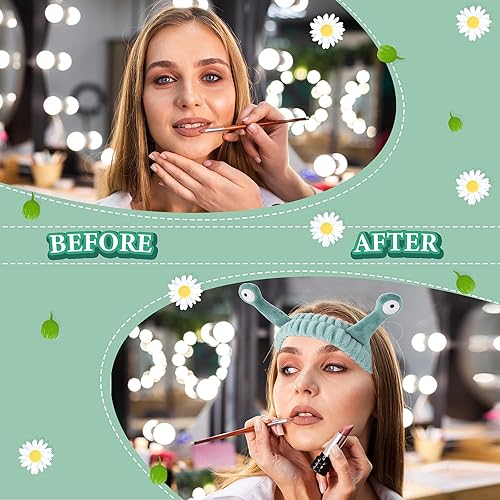 Miniatura 6 de Molain 2 diademas de rana para lavado de cara, bandas para el cabello de spa, diademas de maquillaje para mujeres, de dibujos animados, de forro