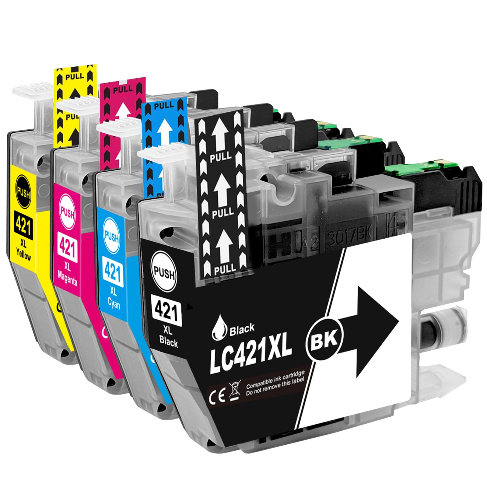 LC421XL LC-421XLVAL Patronen kompatibel für Brother LC421 LC421XL für DCP-J1050DW MFC-J1010DW DCP-J1140DW DCP-J1800DW Drucker LC-421XLBK LC-421XLC LC-421XLM LC-421XLY Multipack (4er-Pack)
