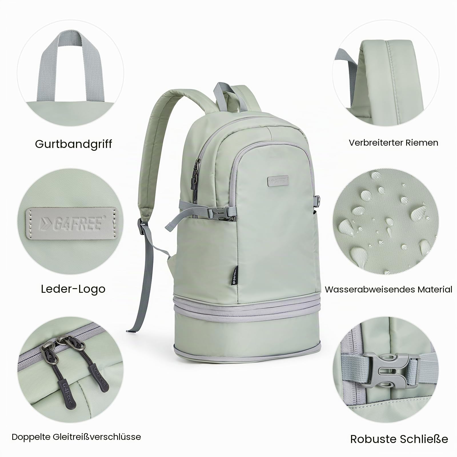 G4Free 35L Sportrucksack&Großer Reiserucksack mit Schuhfach und Nasstasche