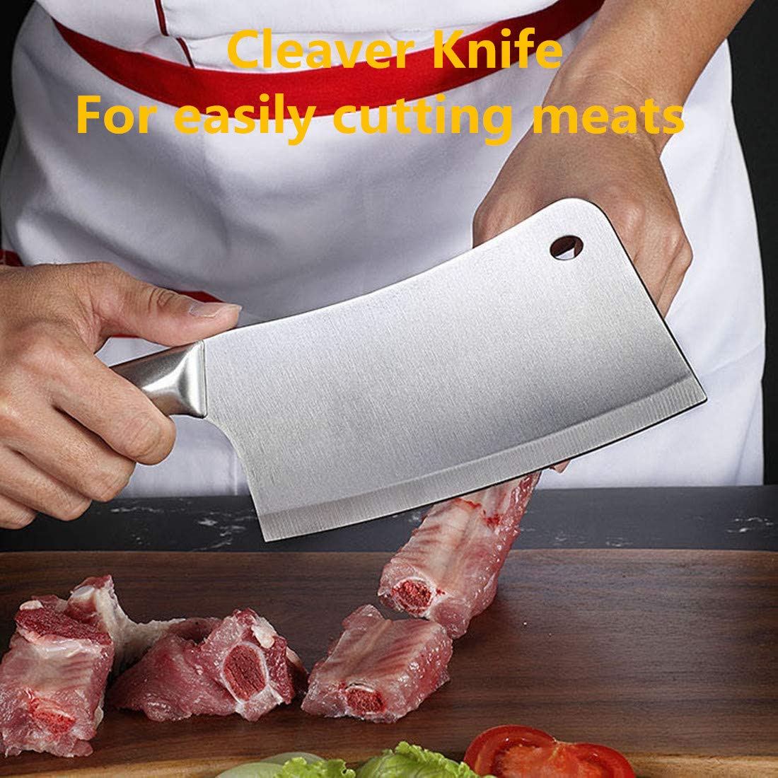 Butcher Knife Set, Cleaver Knife Set with Block 6 Pieces Knives Set