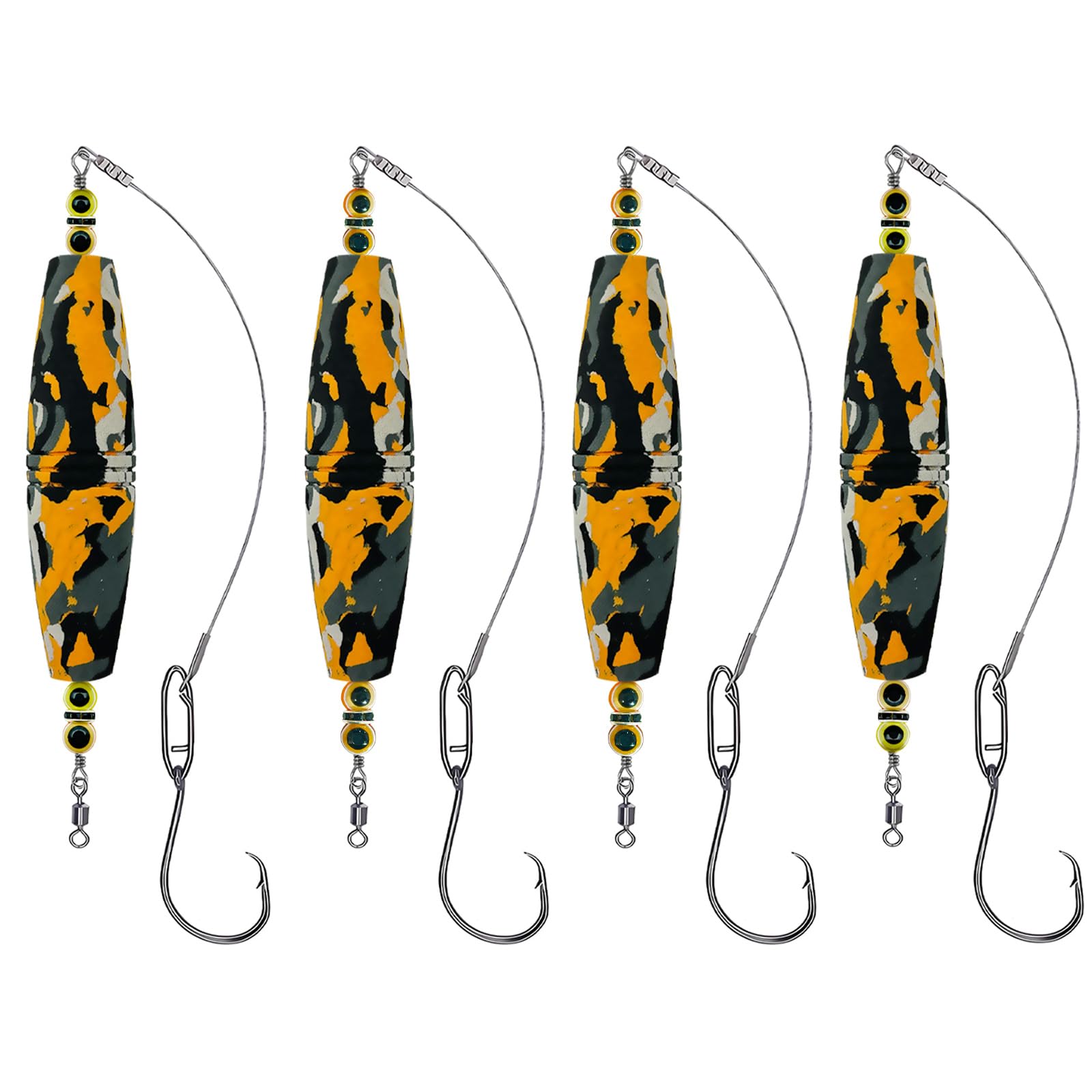 Pfeibk Catfish Rig for Bank Fishing Catfishing, EVA Catfish Float Rigs Popping Corks Chunky Rigs Gear Catfishing Equipment Tackle Combo, Santee Rig with Octopus Circle Hooks (Orange)
