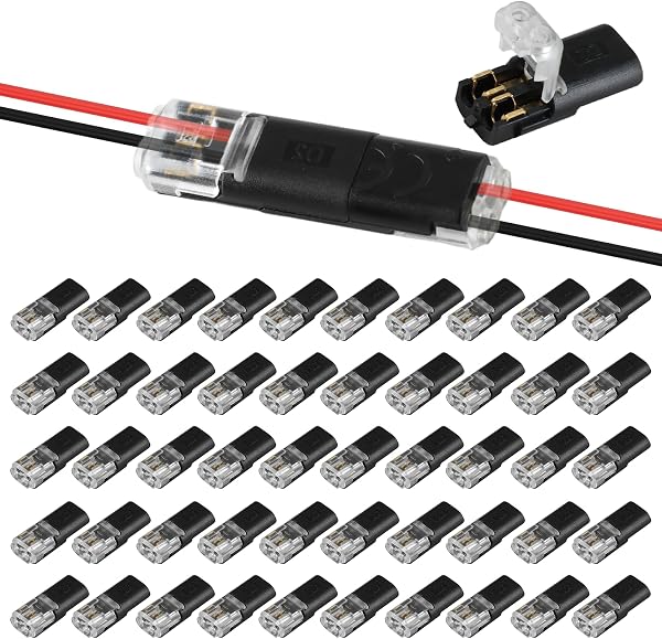 50 Pcs Conectores de Cable Impermeables para Automóviles de 2 Pines Enchufe de Cable Eléctrico de Bajo Voltaje de Conexión Rápida 18-22 AWG Hebillas de Bloqueo Sin Necesidad de Pelar para Coches - 1