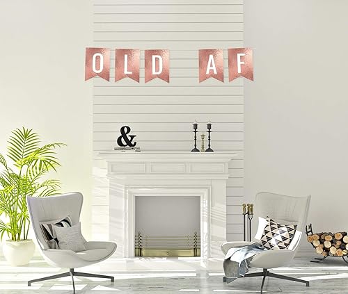 Miniatura 4 de Andaz Press Pancarta de mosaico con purpurina de oro rosa, decoración de fiesta de cumpleaños, Old AF, aproximadamente 5 pies, 1 juego, decoración