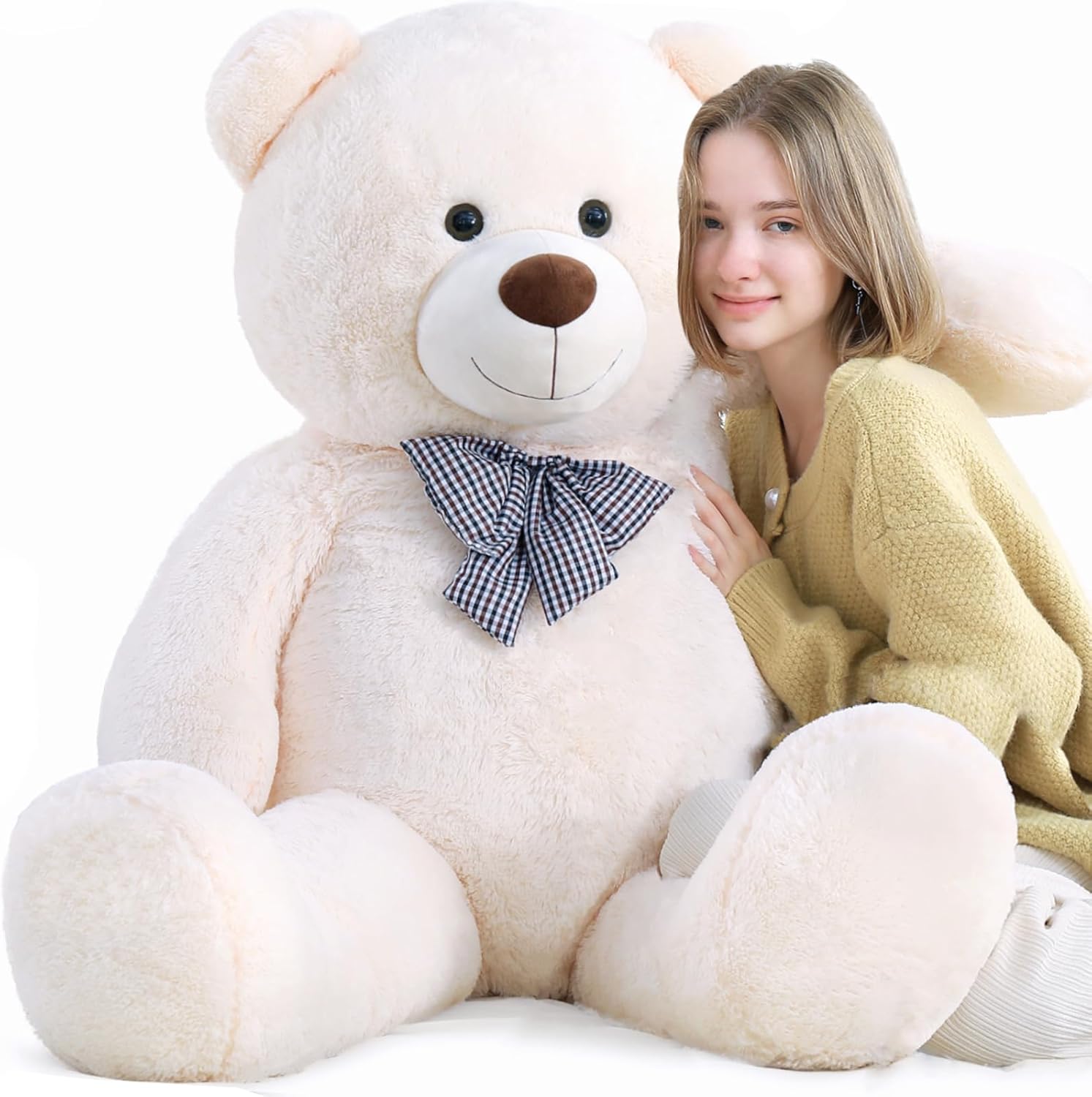 Misscindy Giant Teddy Bear Plush Stuffed Animals for Girlfriend or Kids 47 inch, (White)