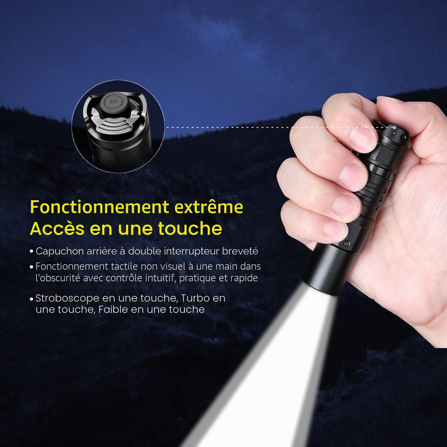 KLARUS XT1C Lampe de poche tactique rechargeable - 1000 lumens - Autonomie maximale de 150 heures - Contrôle tactique à double interrupteur