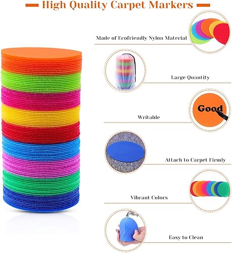 Miniatura 3 de 90 marcadores de alfombra para piso, puntos de alfombra shynek para aula, marcadores de alfombra para suministros de profesores, escuela primaria,