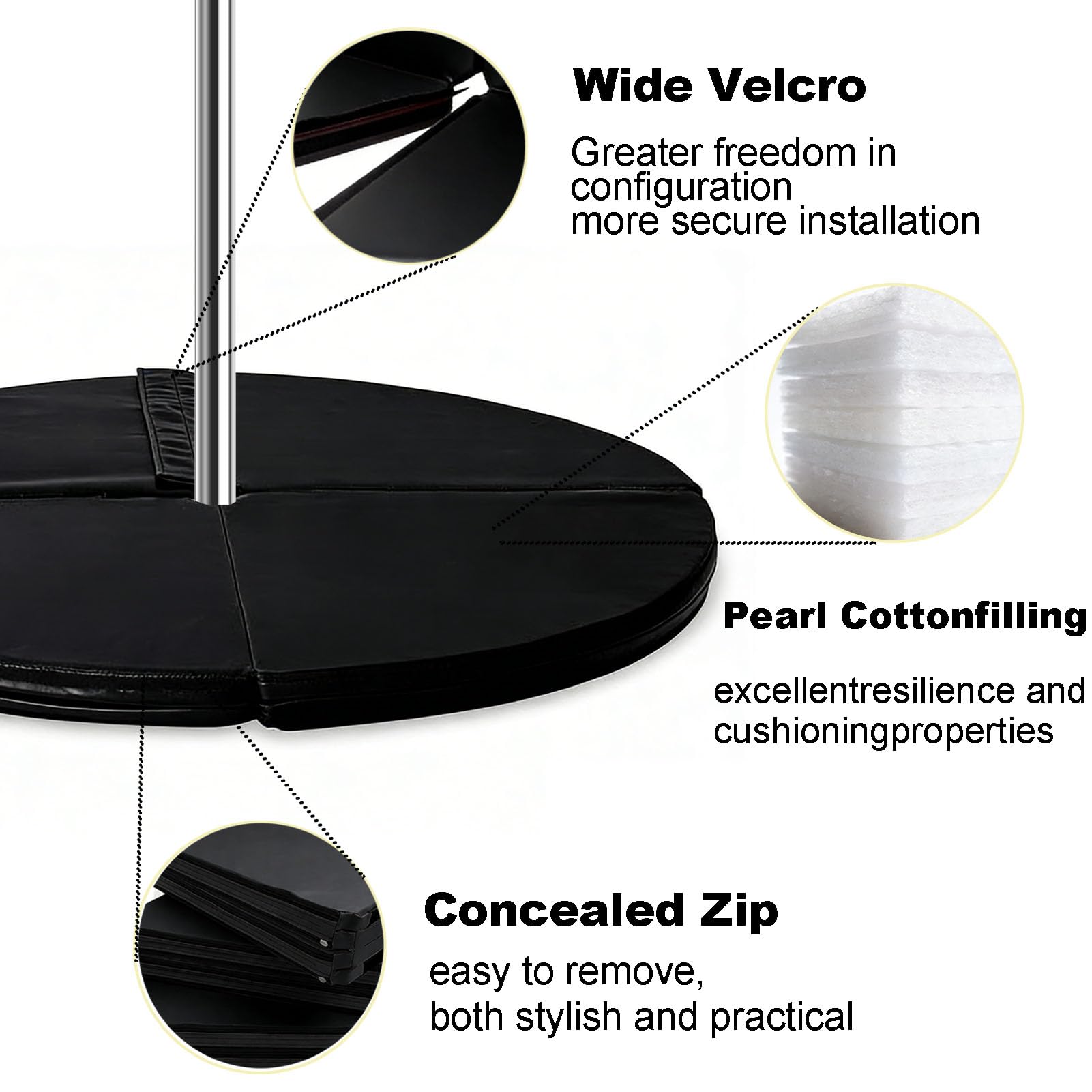 Tappetino da Ballo Pieghevole Rotondo, Cuscino in Schiuma Spessa, Tappetino per Esercizi Antiscivolo Portatile Impermeabile per Palestra di Casa, Studio, Yoga, Pilates(Size:150 x 10cm)