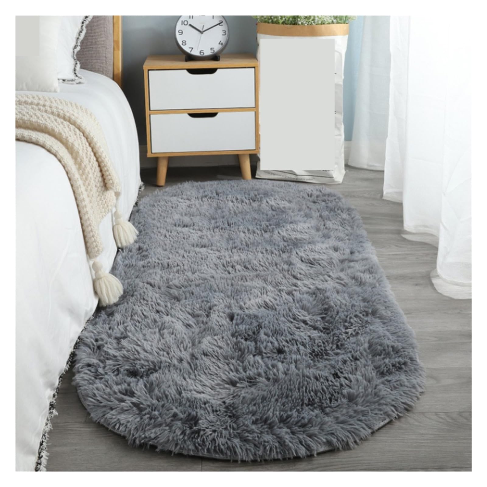 Tappeto ovale in peluche per sala giochi e camera da letto, tappeto ovale, per interni, guardaroba e sala da pranzo, tappeto decorativo per la casa (G, 100 x 200 cm)
