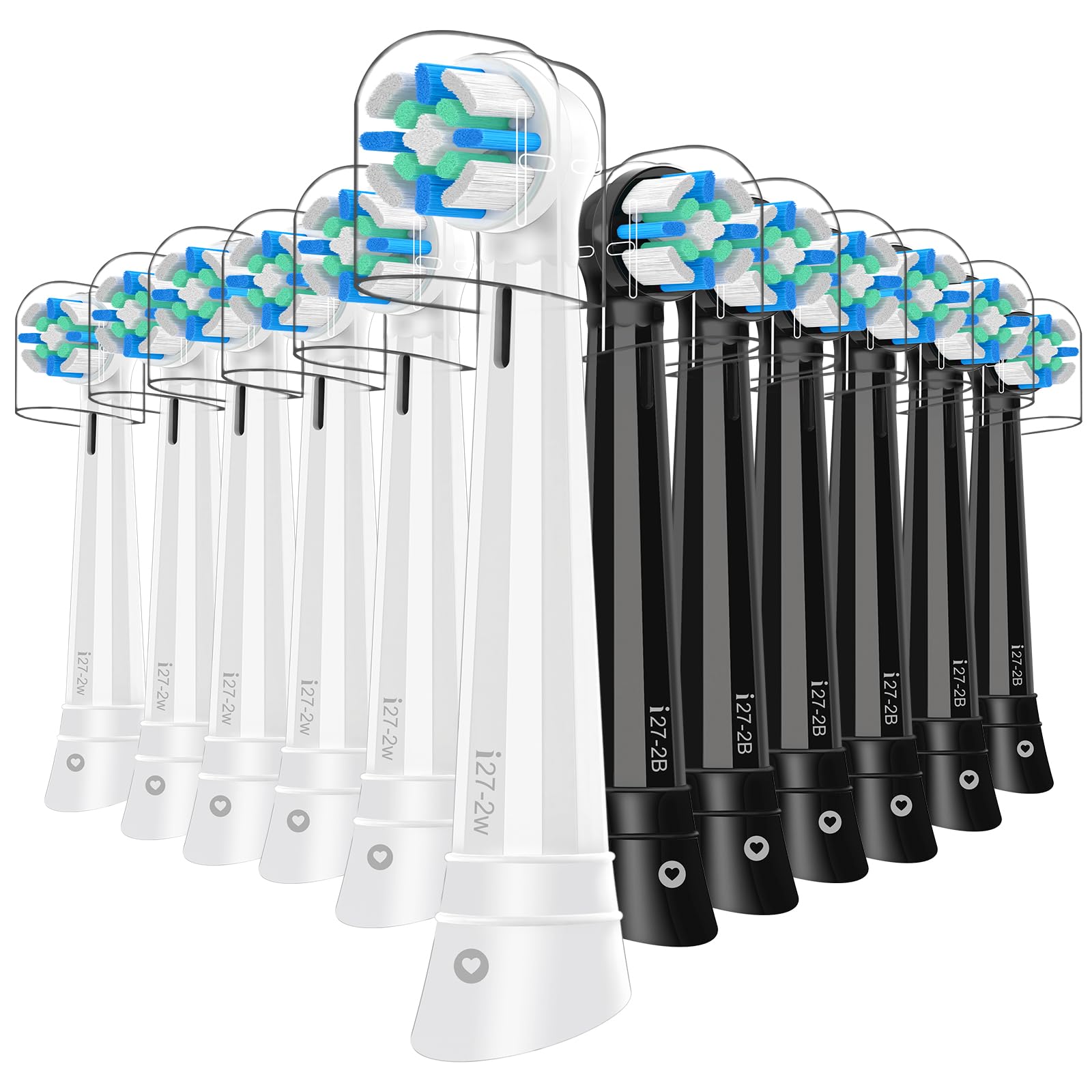 12 Pcs IO Replacement Heads Compatible with Oral B IO 2/3/4/5/6/7/8/9/10 Electric Toothbrush, Brush Heads for Teeth Clean Compatible with Oral B IO (Black/White) - 1