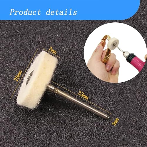 Miniatura 2 de Luo ke Paquete de 20 ruedas de pulido de fieltro de lana comprimida de 0.118in, rueda de pulido de lana montada en mandril para herramienta
