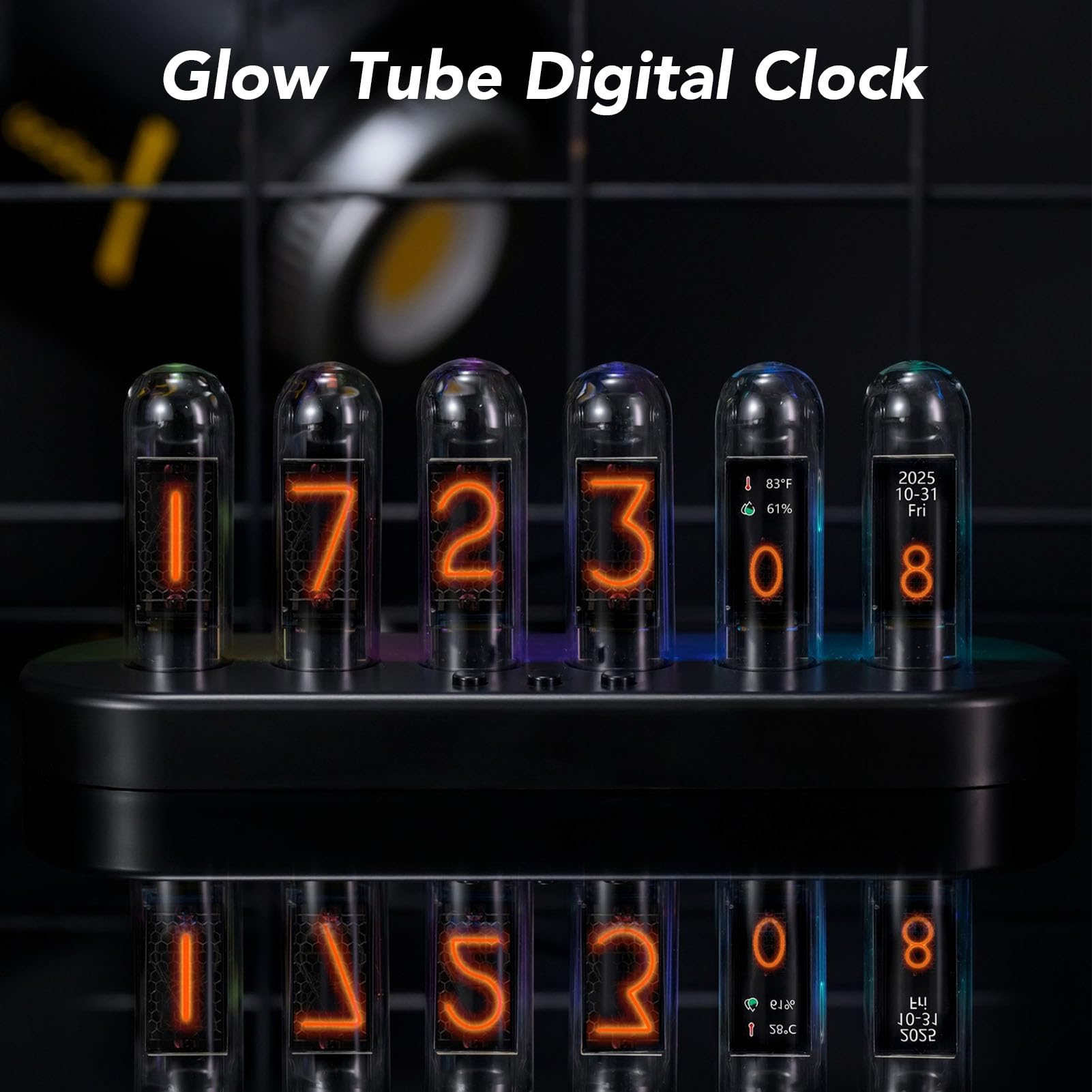 Eujgoov Horloge à Tube Lumineux avec écran IPS, Lumière Ambiante RVB et