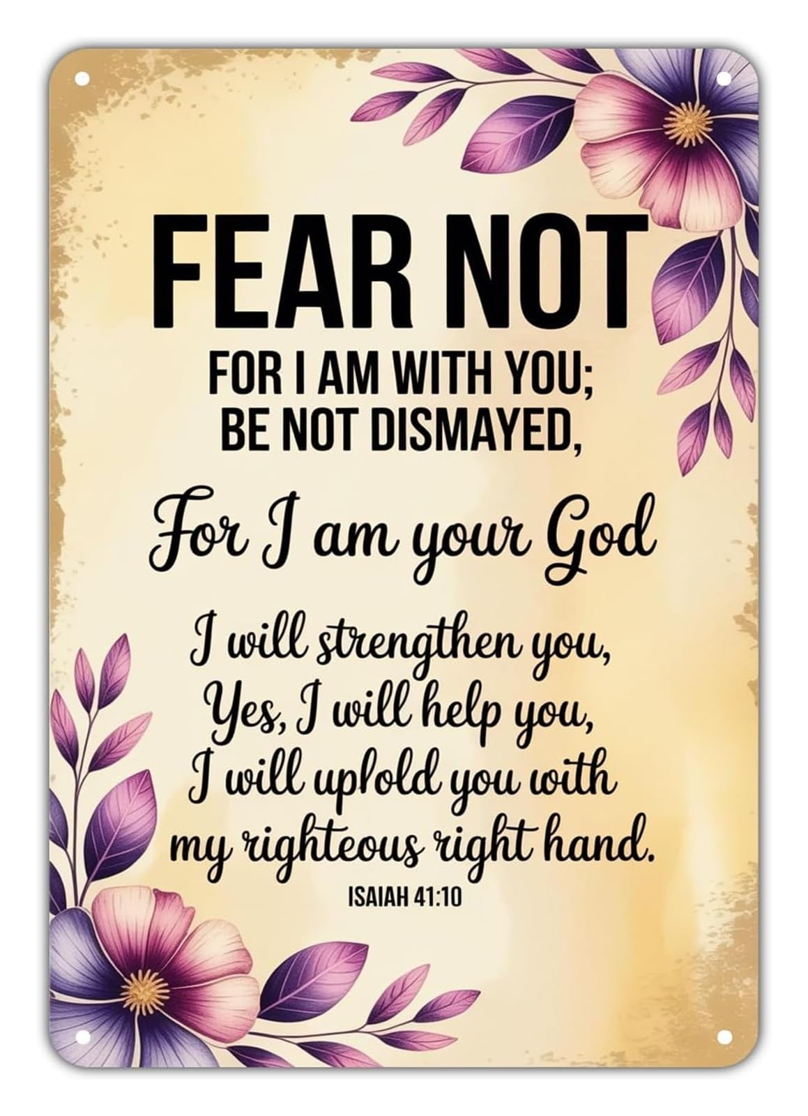 FNYUVNFAF Trust in the Lord Fear Not Metal Sign Isaiah 41 10 Bible Verse Wall-Art for Home Entryway Hallway Vintage Christian Tin Plaque 8 X 12 inch