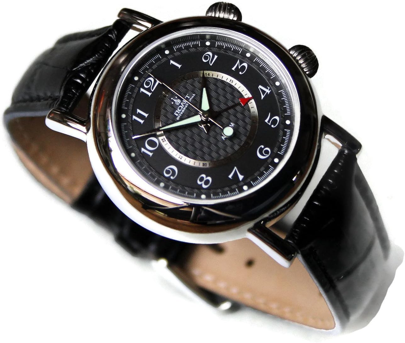 POLJOT International Bracelet Black Dial Men's Watch Mechanical Clock Alarm Alarm Watch Rare Russian Watch
