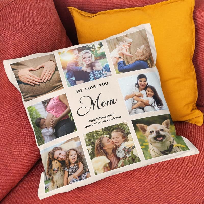 Miniatura 2 de Bivei Funda de almohada personalizada con imagen y texto, almohada decorativa personalizada para mamá, funda de almohada personalizada para fotos