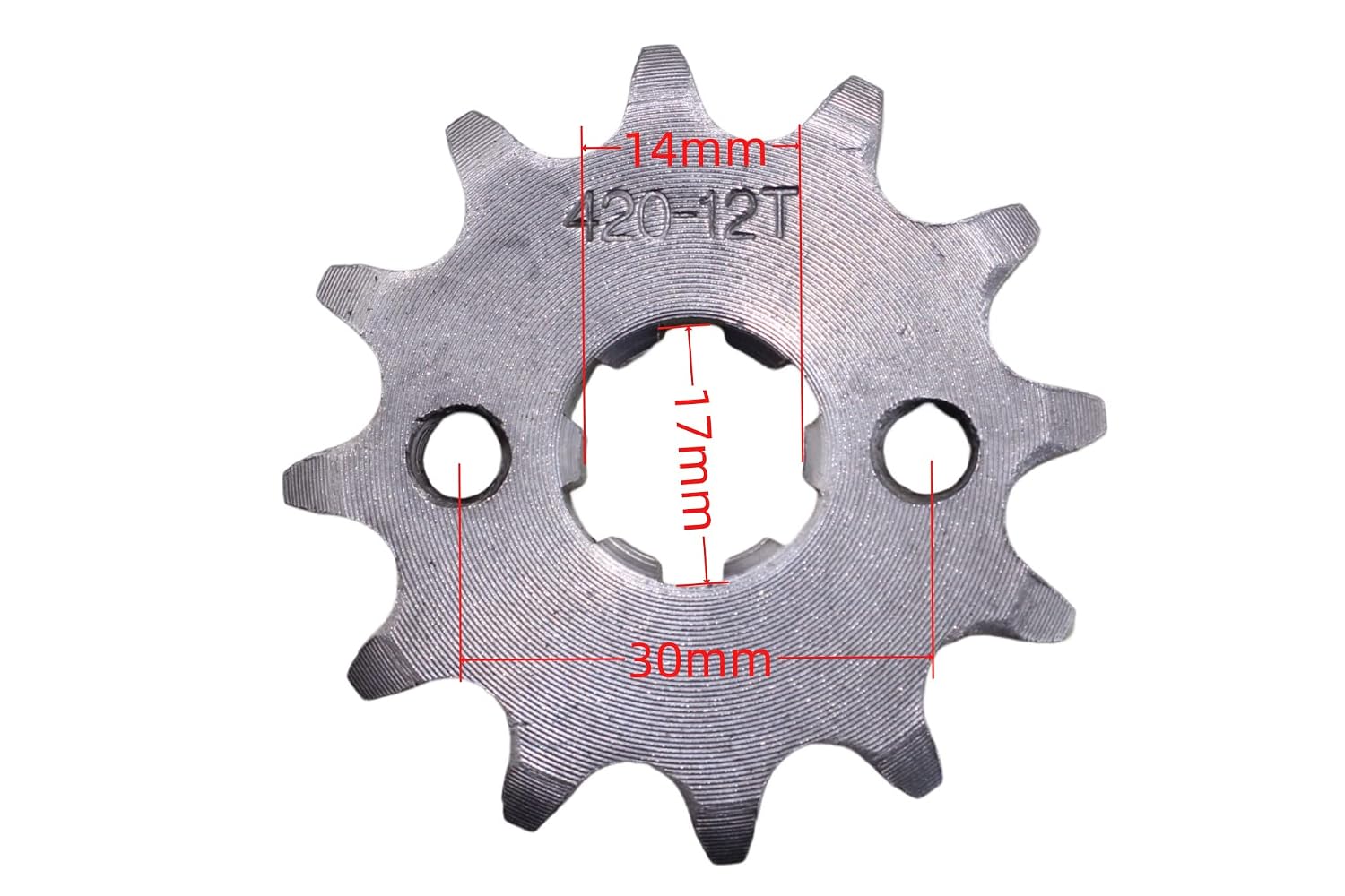 Trkimal Motorcycle 420-12T Front Sprocket 17mm for 50cc 70cc 90cc 110cc 125cc Dirt Pit Bike Mini Bike TaoTao Roketa Coolster Sunl Lifan Loncin ATV Quad 4 Wheeler Moped (420-12T, 17MM)