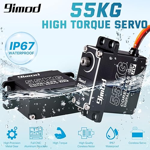 Vista 8 de Impermeable 121.3 lbs Servo Motor sin núcleo de alto par 8.4V HV Servo Metal Engranajes Servo Digital para 1/8 1/10 1/12 RC Crawler Truck RC Cars