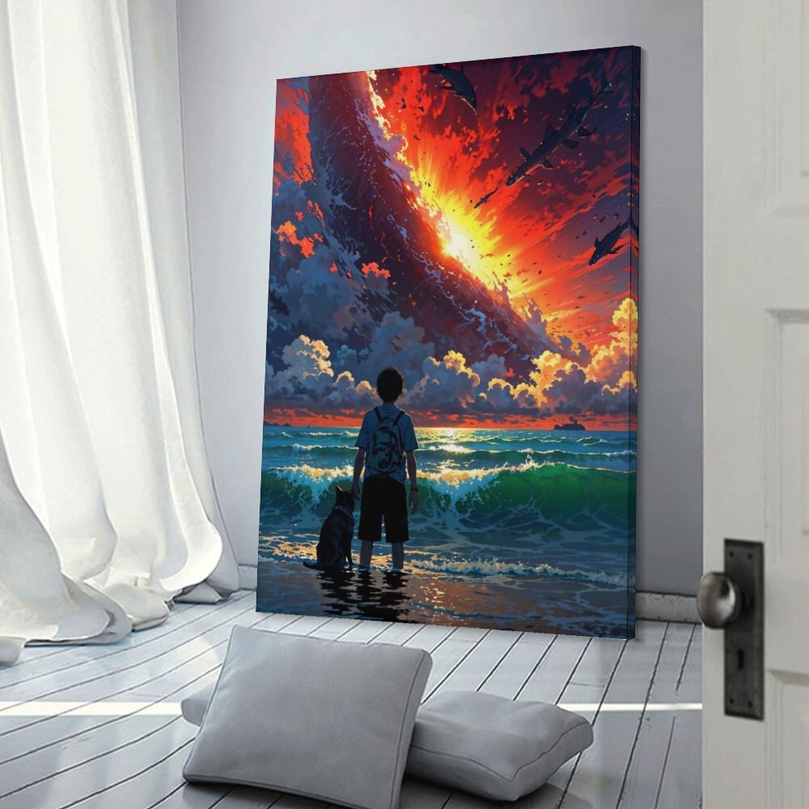 Junmoney Canvas Wall Decor The Last Sunset, 24x36inch(60x90cm), for Living Room, Bedroom, Office Or Hallway, Decorative Artwork with Broad Appeal