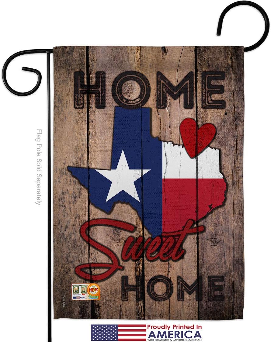 State Texas Home Sweet Garden Flag Set with Stand Americana States USA American Territories Republic Country Particular Area Small Decorative Gift Yard House Banner Made In 13 X 18.5