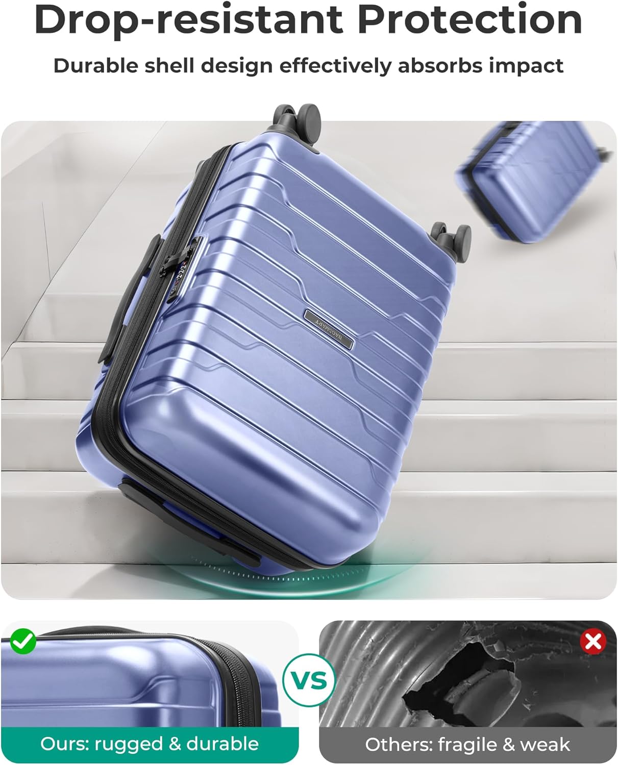 BAGSMART Carry On Luggage 22x14x9 Airline Approved with Spinner Wheels,Lightweight 20 Inch Luggage with TSA Lock,Expandable Hard Shell Carry On Suitcases for Men Women,Slate Blue - Image 7