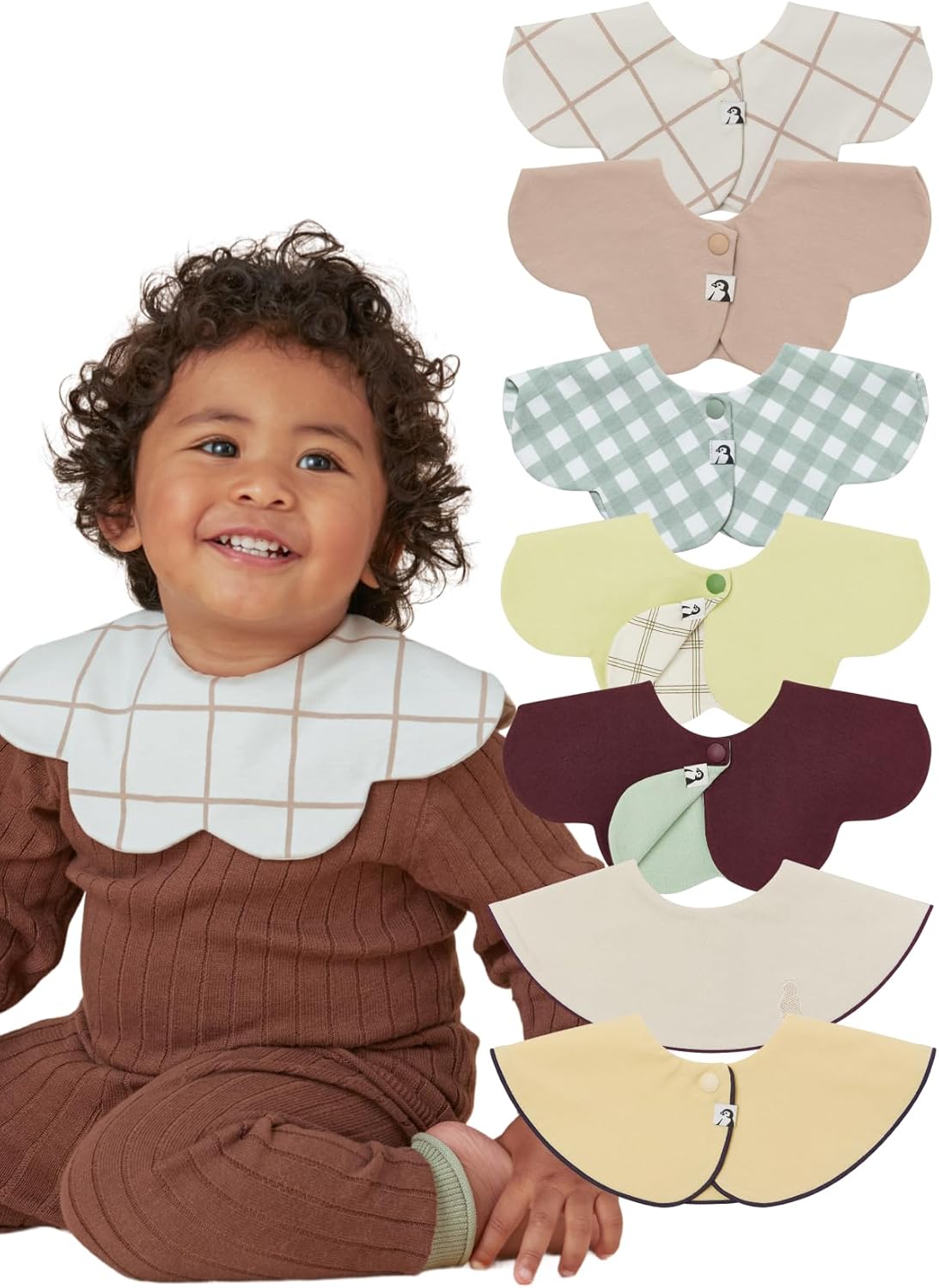 Konny Baby Bib 3/5/7-Pack Set, 360 ​​° Rotate, Soft and Absorbent Drooling for Toddler Boys Girls Baby Essentials