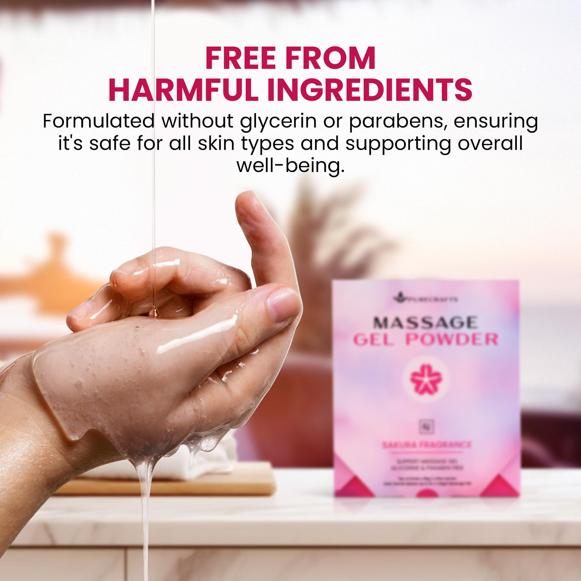 Gel da Massaggio in Polvere 50g (Confezione da 3) | Fragranza alla Sakura | Prodotto in Giappone | Gel Liscio e Scorrevole per Benessere e Relax | 50g Producono 5 Litri | Basta Aggiungere Acqua