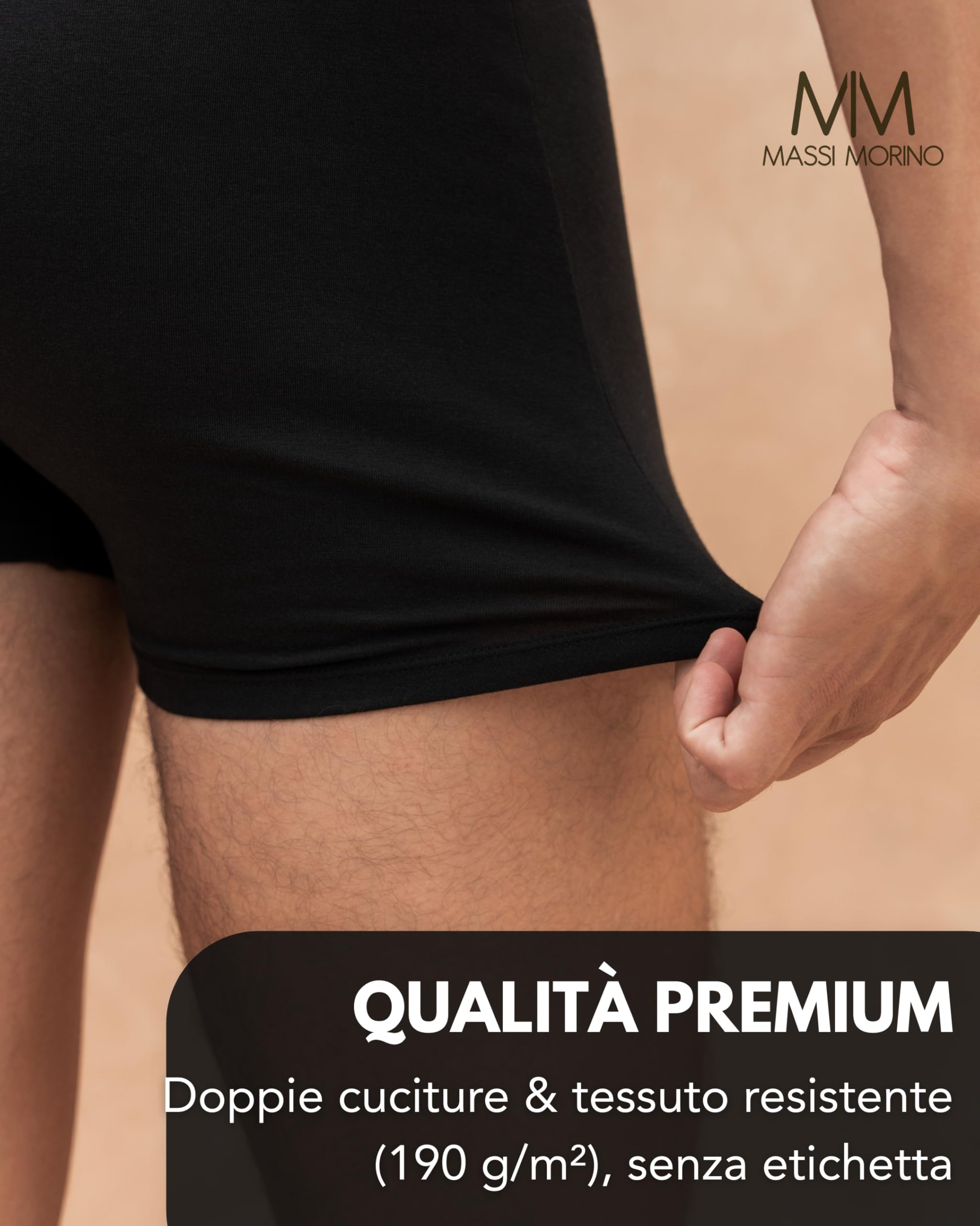 Massi Morino Boxer da Uomo in Cotone (Confezione da 6 o Singolo) | Slip da Uomo Neri con Elastico Largo | Senza Etichetta & Traspiranti (S–XXL)