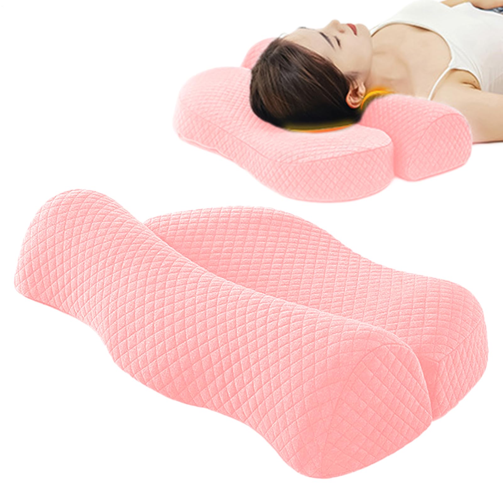 Contour Pillow,Ergonomic Soft Cushion - Cervical Neck Pillow Head Support - for Women Men Sleeper Senior Office Travel Home Bed Couch Napping Reading