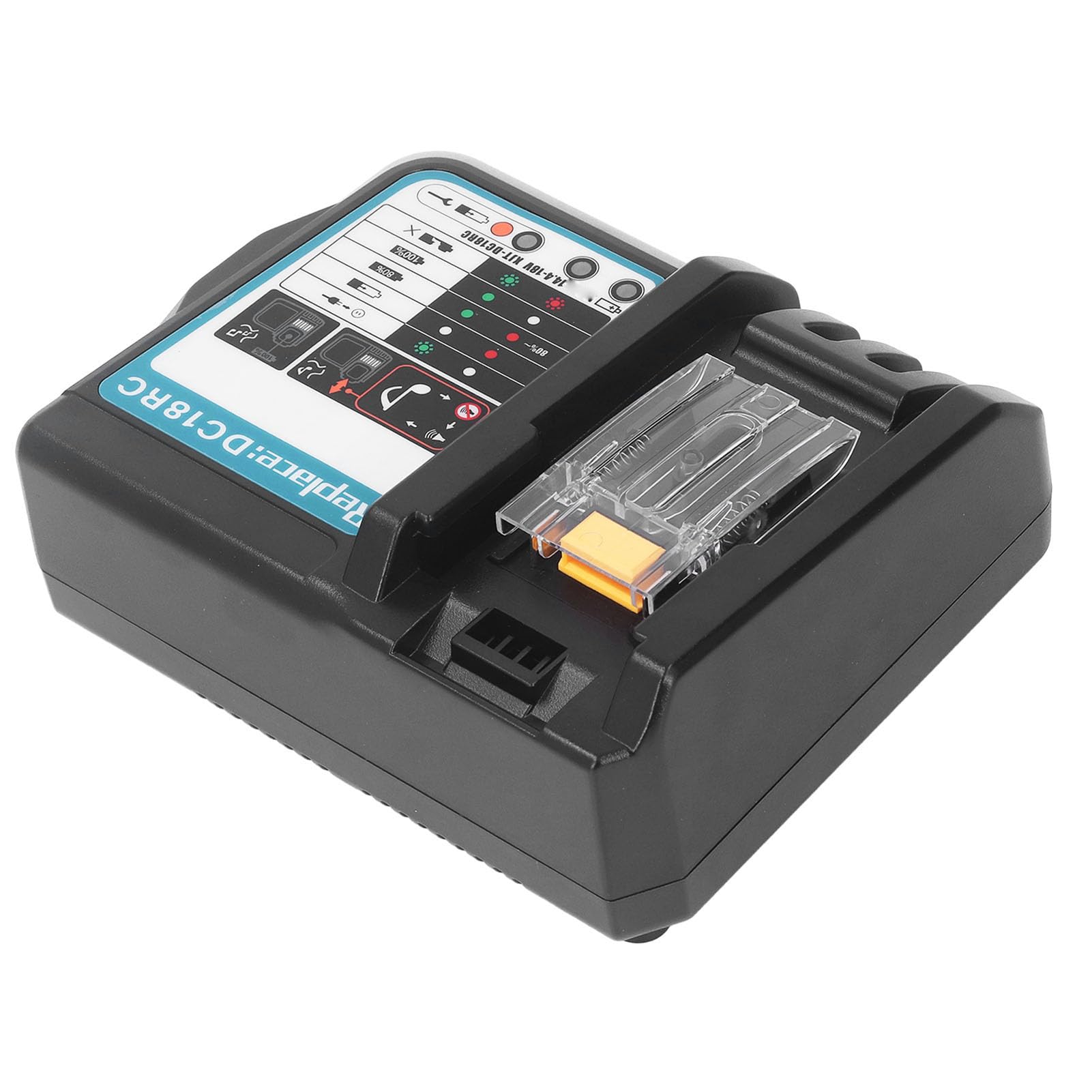 Cargador de Batería de Iones de Litio, 100-240V Profesional DC18RC 18V Cargador de Batería Protección Múltiple para BL1860 para BL1850 para BL1815 (Enchufe de la UE)