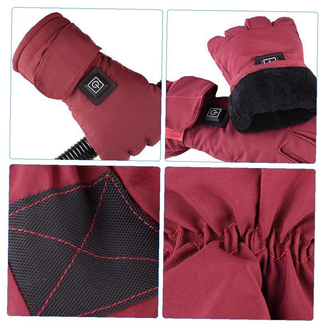 CHEWYNP Guanti Termici, 3 modalità Guanti riscaldati Guanti Touchscreen da Donna Guanti Caldi per climi Freddi per l'inverno Ciclismo Guida Corsa Campeggio Escursionismo Rosso